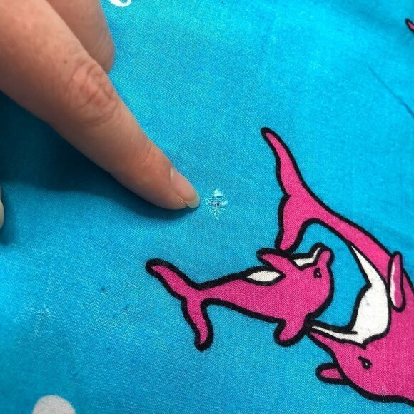 DOLPHIN Under the Sea Blue & Pink Coral Reef Tassel Beach Coverup Sarong Skirt - Picture 12 of 16